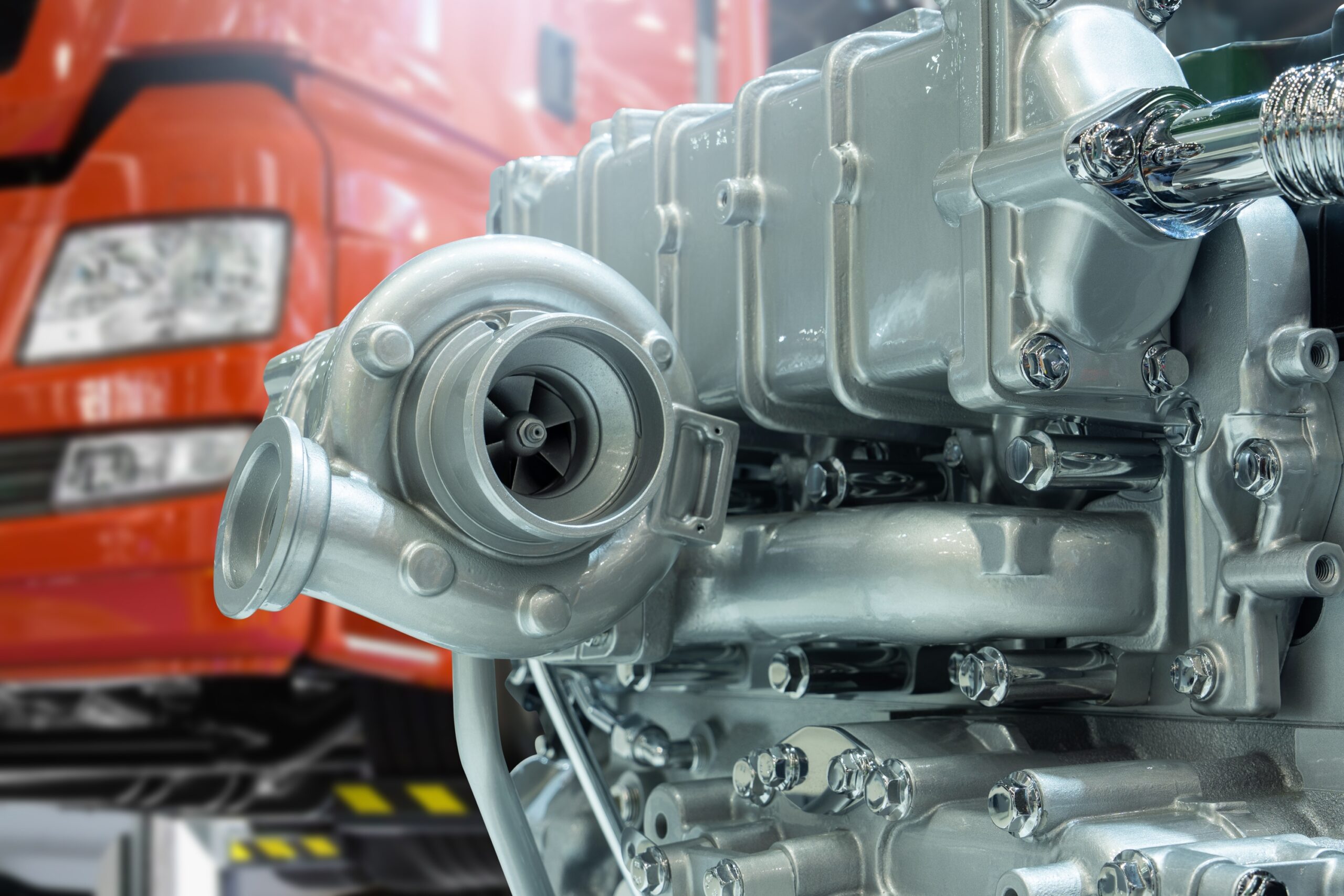 Close-up of a diesel engine
